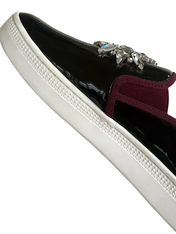 EUC Badgley Mischka Leather Barre Rhinestone Embellished Slip-On Flats Size 8 - Image 5
