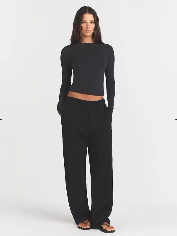 Skims cotton Jersey long sleeve shirt soot NWT small $56 - Image 4