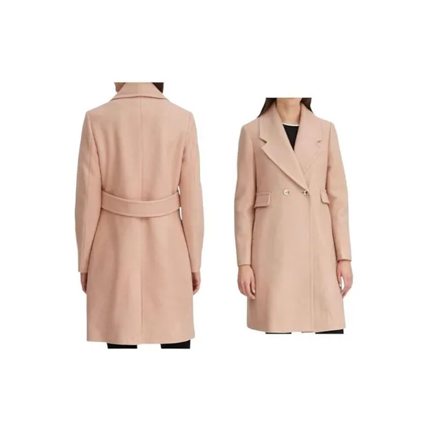 Karl Lagerfeld Paris Double Breasted Wool Blend Belted Coat M - Image 2