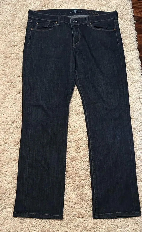 7 For All Mankind Jeans Women’s 32 Kimmie Bootcut Dark Wash Blue 34" Inseam - Image 2