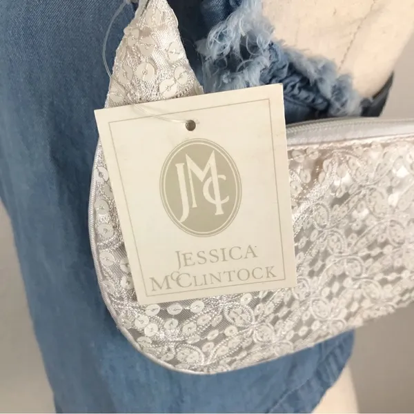 ‎Vintage Y2K Jessica McClintock white beaded sequined embroidered mini bag - Image 6