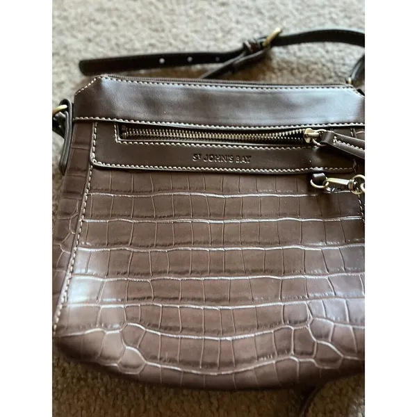 St. John’s Bay Brown Croc Embossed Crossbody Bag Tassel Fall Y2K No - Image 3