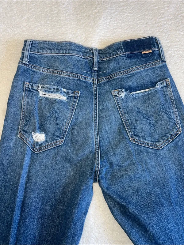 MOTHER "High Waisted Study Hover" Straight Jeans Peaches & Scream‎ Size 28 - Image 12