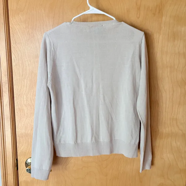 Zara‎ Crewneck Sweater Womens Medium Beige Wool Blend Long Sleeve Knit Top - Image 2