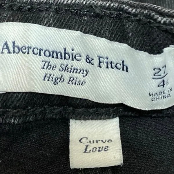 Abercrombie & Fitch Black High Rise Skinny Flared Split Hem Denim Jeans Pants 27 - Image 4