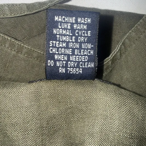 Abercrombie Fitch Vintage Y2K 90s Layering Babydoll Linen Military Green Dress M - Image 6