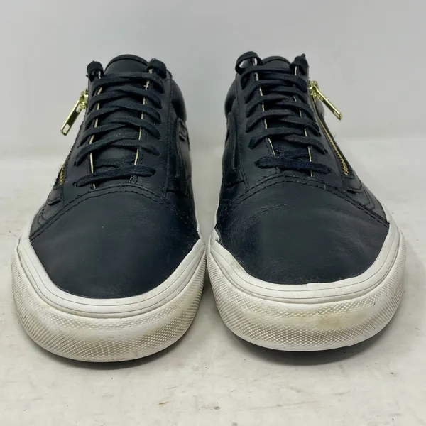 Vans Black Leather Side Zip Low Sneakers Womens 7.5 Mens 6 - Image 3