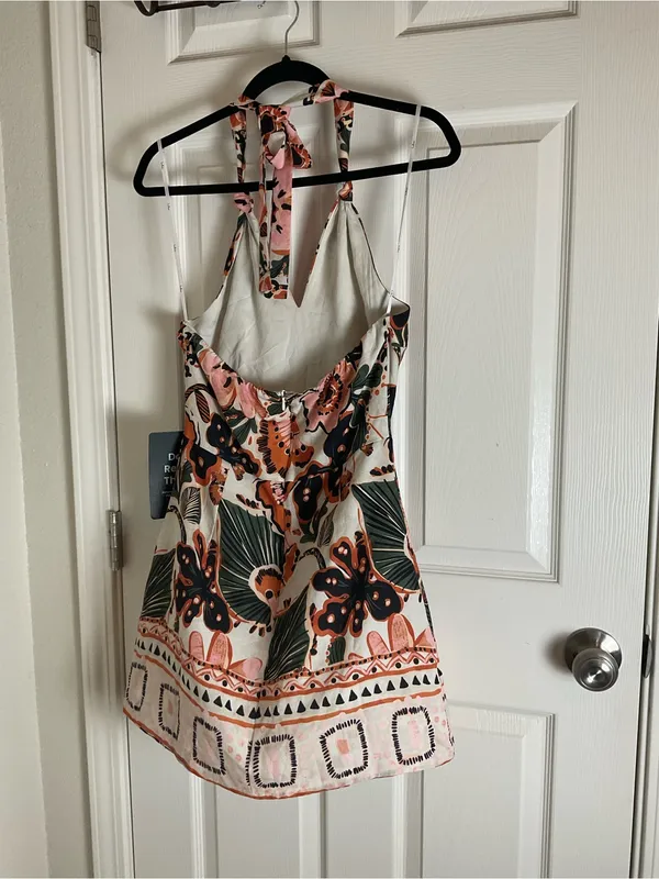 NWT Lulus Boho Tropical Floral Halter Mini Dress Size Medium - Image 11