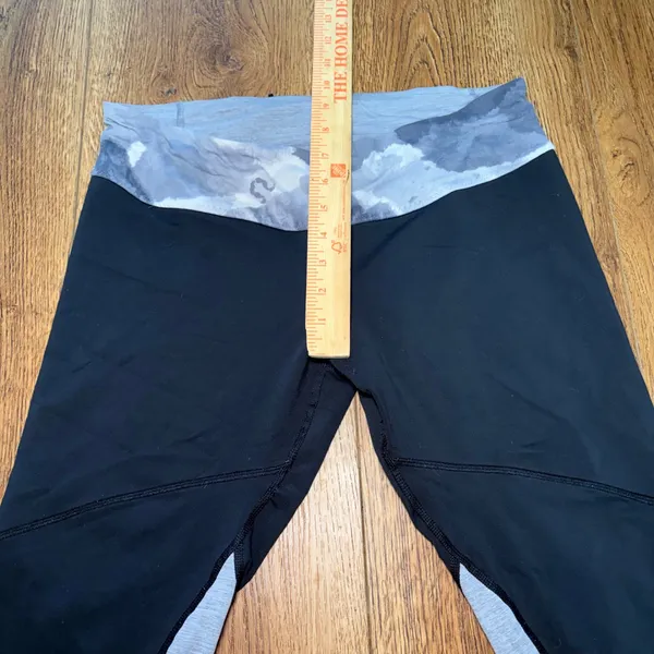 Lululemon Run Inspire Crop Leggings Black Gray Cloud Waist Reflective Size 12 - Image 8