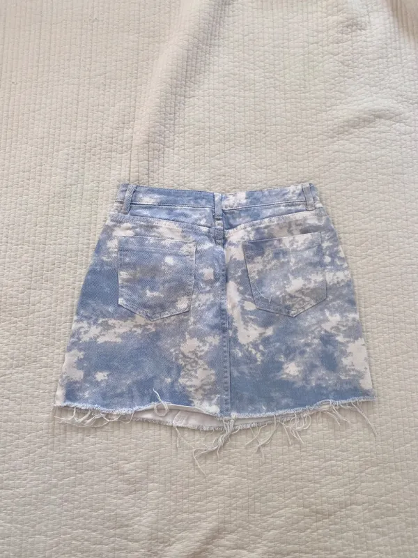light blue and white cloud Princess Polly denim skirt - Image 4