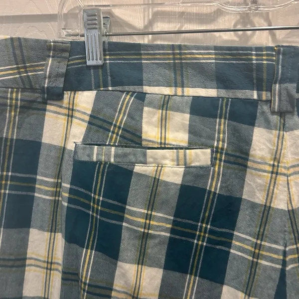 J.Crew Favorite‎ Fit Plaid Cropped Pants Womens 14 Blue Yellow Cotton Coastal - Image 4