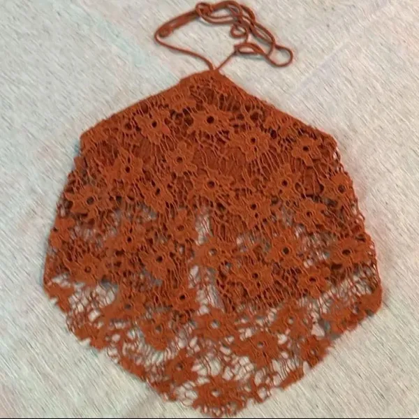 NWOT Free People Rust Burnt Orange Seychelle Lace Top Sz S - Image 3