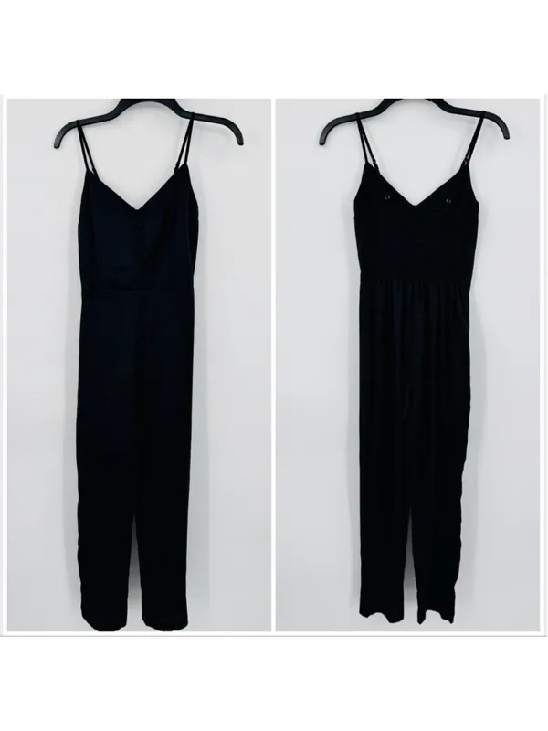 Abercrombie & Fitch Jumpsuit XS Black Satin Button Front - Image 3