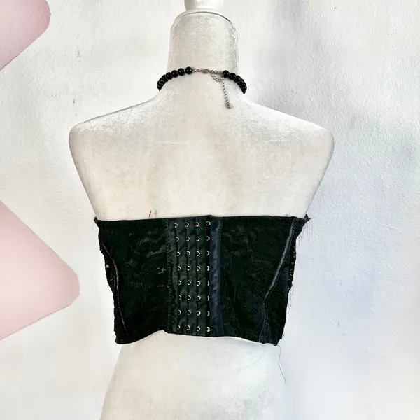 Black Corset Bustier Top Sz Large Lace Vampire‎ Gothic Victorian Burlesque - Image 2