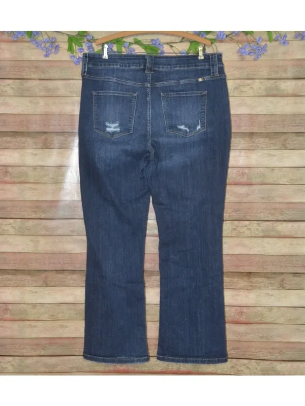 Plus Size 18 KanCan High Rise Dark Wash Ripped Bootcut Jeans Stretch Denim - Image 4