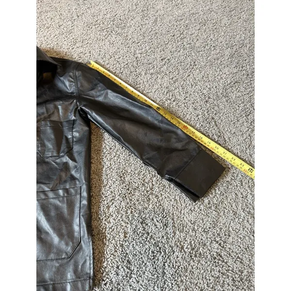 CIDER Women's Oversized Black Faux Leather Jacket Size XS‎ (A525) - Image 9