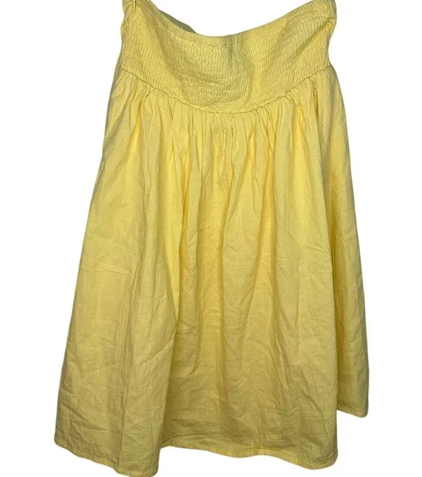 Princess Polly Strapless Dress Women's Size 6 Yellow Lined Smocked Fit Flare - Image 2