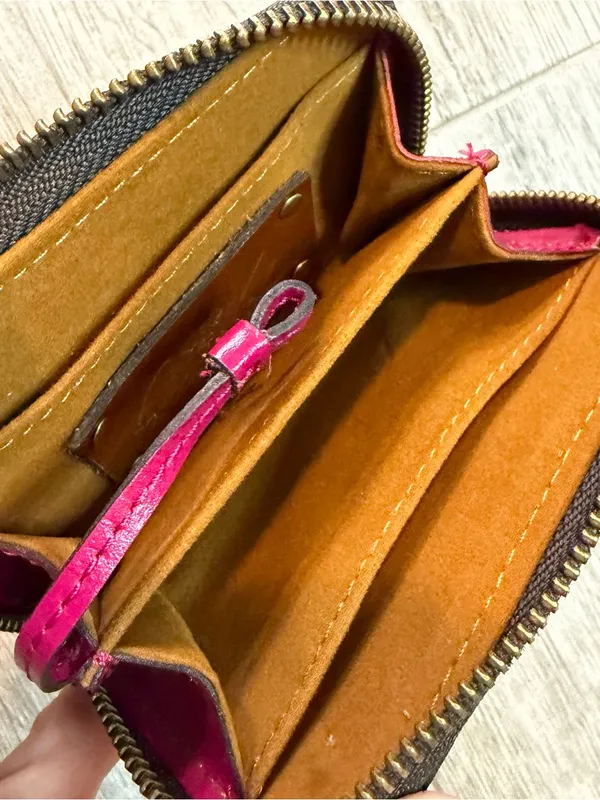 Patricia Nash Abri Small Leather Card Key Chain Zip Wallet Pink - Image 3