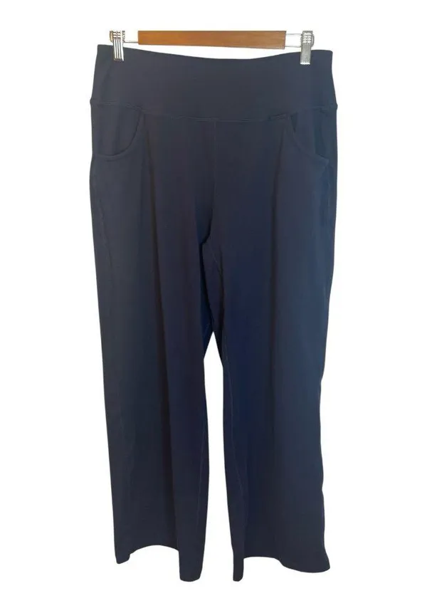 ESoft High Waisted Loose Wide Leg Pants XL 28” Inseam Work Dress Blue Pockets - Image 3