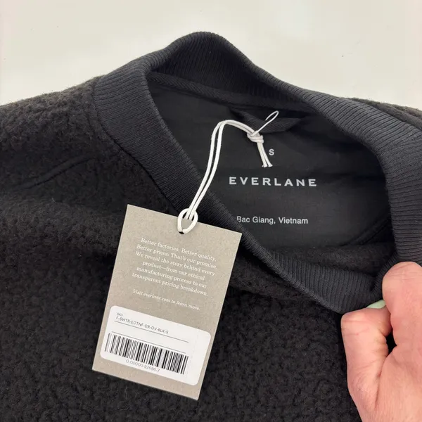 Everlane Renew Fleece Oversized Black Crewneck Pullover Sweater S - Image 7