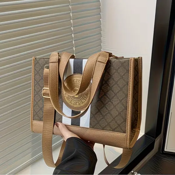 Monogram Stripe Tote Bag G Logo Medallion Top Handle Crossbody Shoulder Bag NIP - Image 12