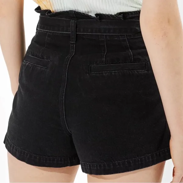 American Eagle Black Paperbag Mom Jean Shorts - Image 2