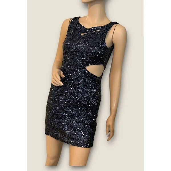 TCEC Blue Sequin Cutout Party  Dress M‎ - Image 2