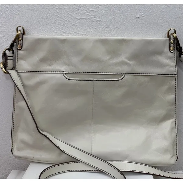 HOBO International Ivory Leather Foldover Crossbody Shoulder Bag - Image 3