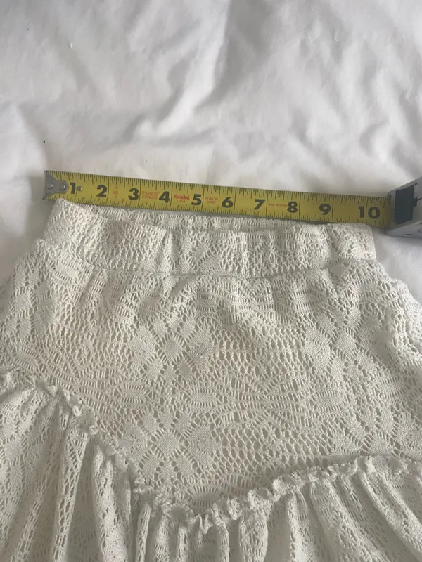 Zara Girls Boho Embroidered Eyelet Lace Ruffle Skirt Size 11-12  - Image 5