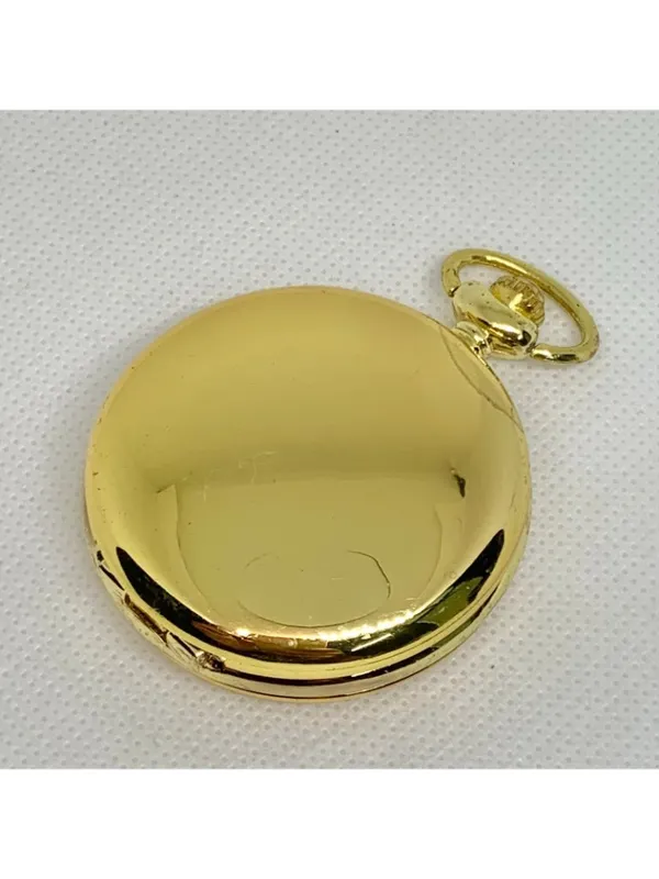 Joy & iman gold tone pocket watch black dial quartz analog 46mm running - Image 3