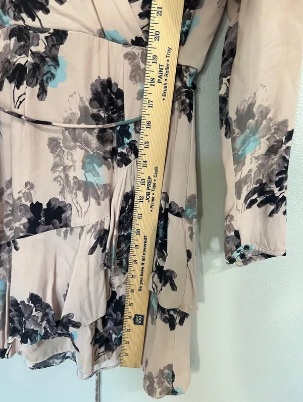 Reiss Anja Floral Ruffle Wrap Mini Dress Pink/Blue Size US 0 / UK 4 - Women's - Image 12