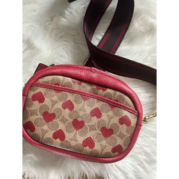Coach Camera Bag Signature Canvas Heart Print Crossbody C8390 - Image 7
