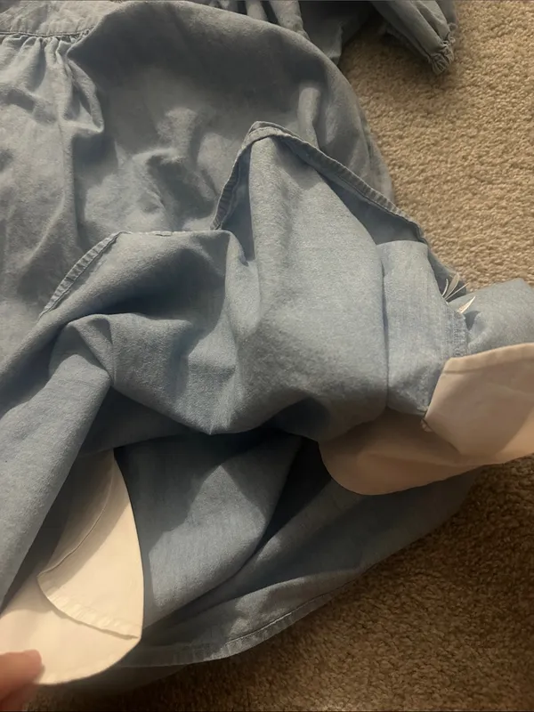 J. Crew Chambray 100% cotton balloon sleeve mini dress size medium - Image 4