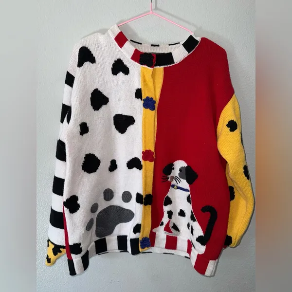 Vintage chunky knit Sweater/Cardigan size large - Image 5