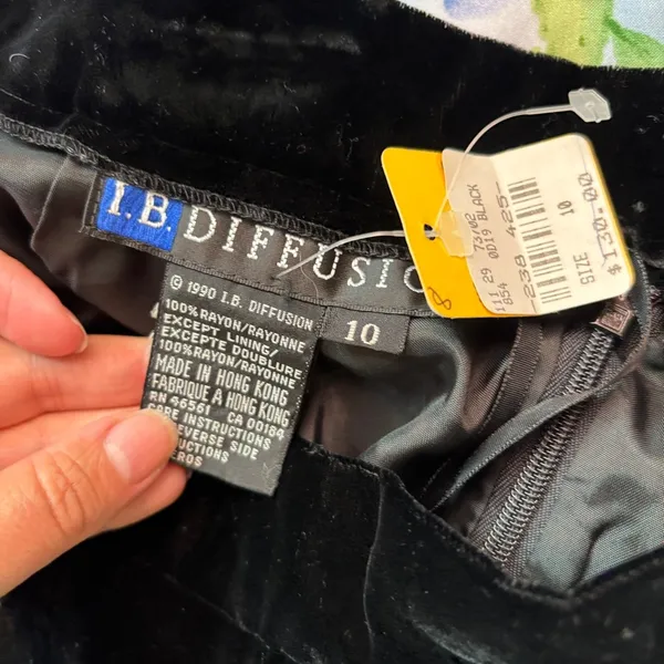 I.B. Diffusion Vintage 1990 Black Velvet Midi Sheath Skirt - Image 3