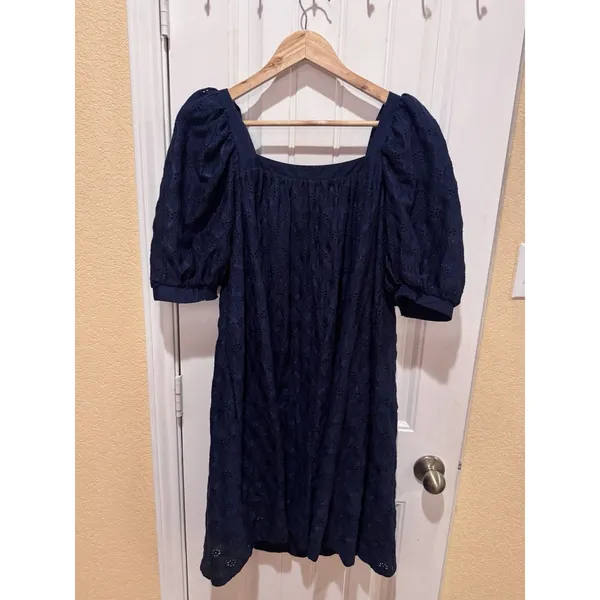 ANTHROPOLOGIE Maeve Puff-Sleeved Sweetheart Mini dress M BLUE color - Image 8