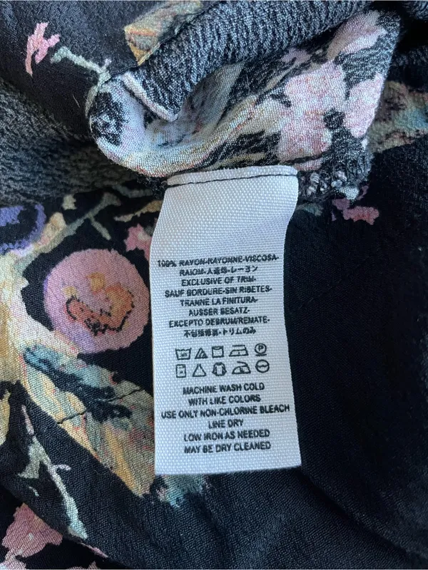 Free People Black Floral Slip Jumpsuit with Pink Floral Accents - Image 3