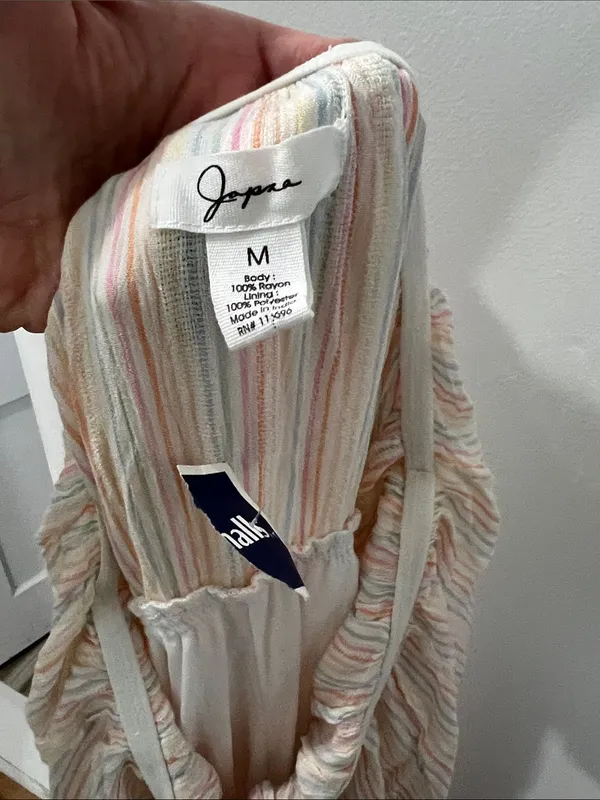 Japna Off-Shoulder Stripe Jumpsuit in Pastel Multi - Image 8