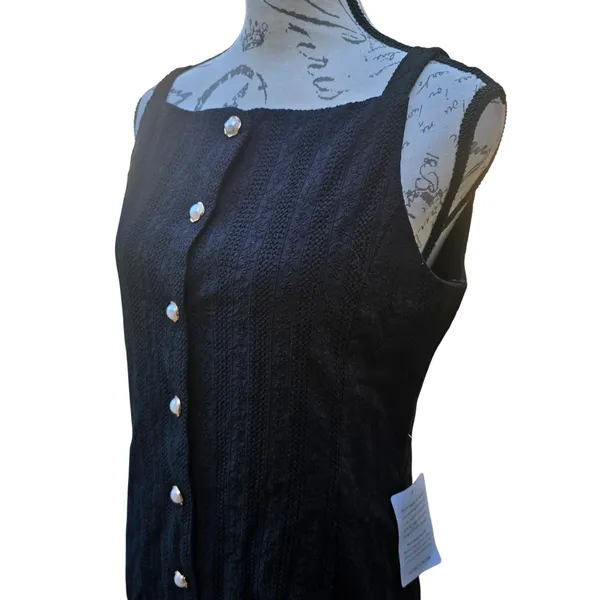 Charles‎ Henry NWT -741 Black Eyelet Mini Dress Pearl Button Square Neck S - Image 4