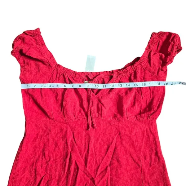 Aeropostale‎ NWT Tie-Neck Empire Dress Red Linen Blend Women's XL - Image 8
