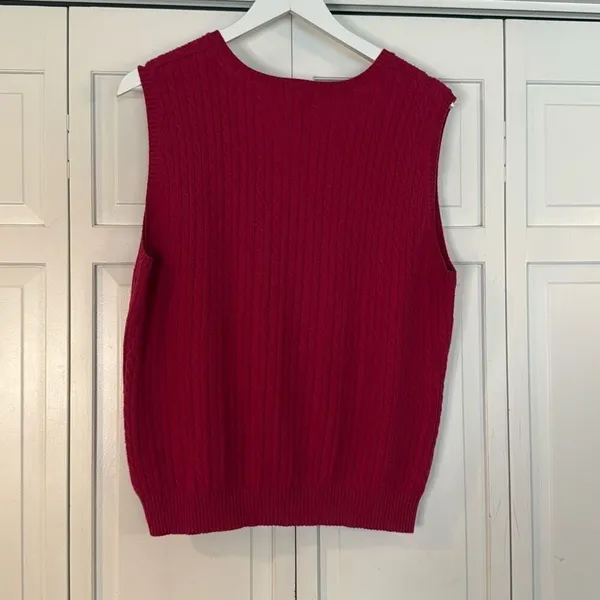 L.L. Bean cashmere wool cableknit vneck sweater vest large - Image 5