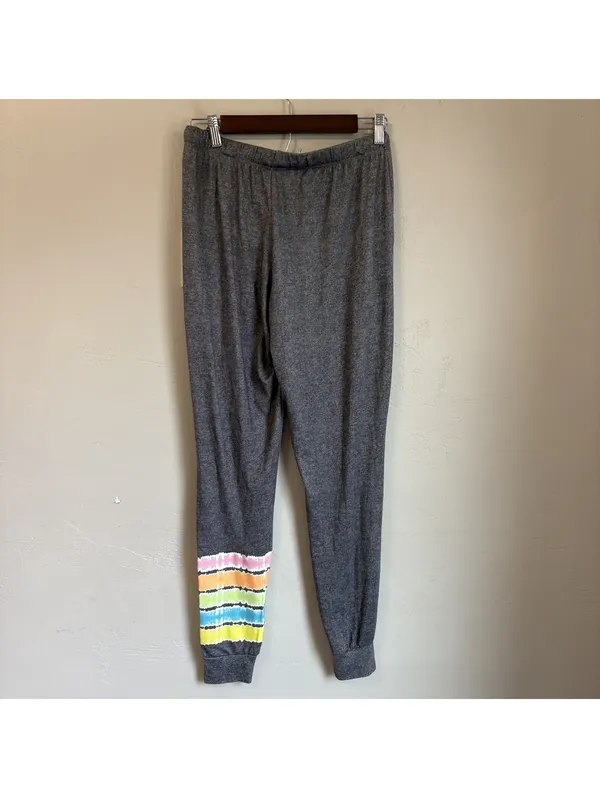 C&C California Heather Gray Palm Tree Rainbow Tie-Dye Joggers Pants Size M NWT - Image 3