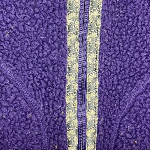 LL Bean Purple Sherpa Vest Embroidered Trim - Image 4