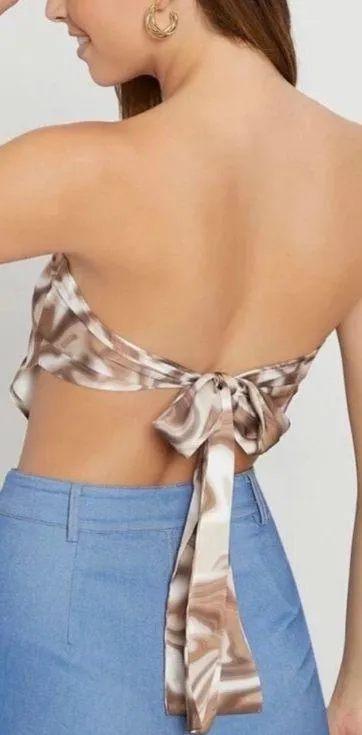 Tie Backless Marble Print Tube Top Multiple Size M - Image 2