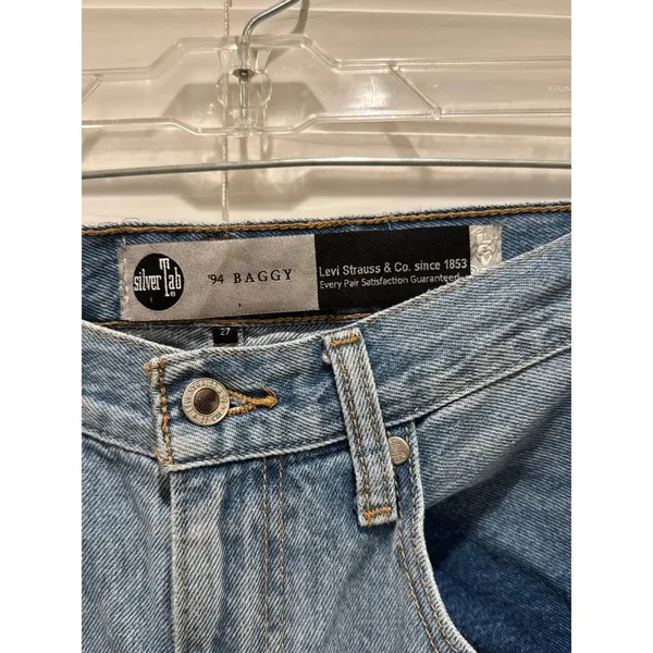 Levi's SilverTab 94 Baggy Jeans Womens 27 Light Wash Distressed Ripped Denim 90s - Image 3