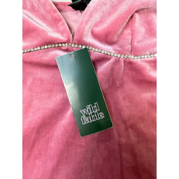 Wild‎ Fable XS Pink Velour Mini Dress with adjustable straps - Image 2