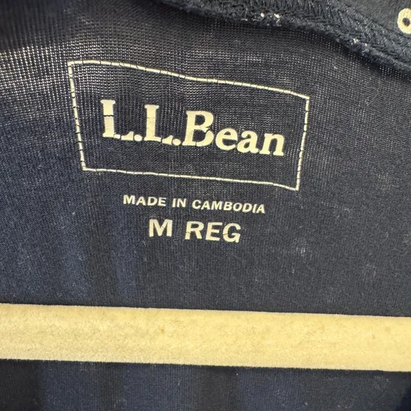 L.L. Bean Navy Polka Dot Faux Wrap Midi Dress Empire Waist 504854 M Reg - Image 6