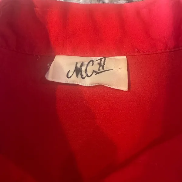 Vintage 1980’s Shirt Dress MC II SQUARED Hy-Tea Wide Red Belt Size Large XL - Image 10