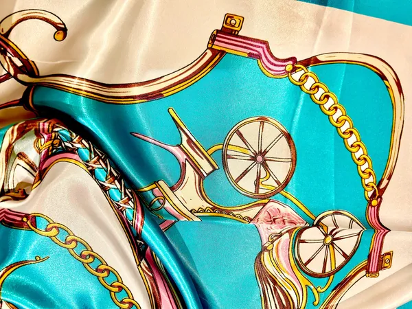 VTG Royal Regal Carriage Print turquoise/PINK oversized square Silky Scarf 35/35 - Image 11