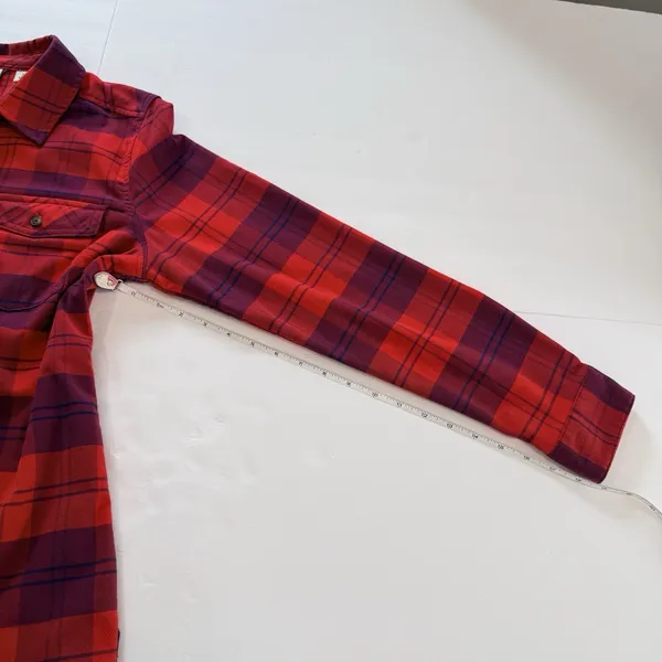 LL Bean Whisper Lodge Red Plaid Flannel Button Up Shirt Pockets MEDIUM - Image 8